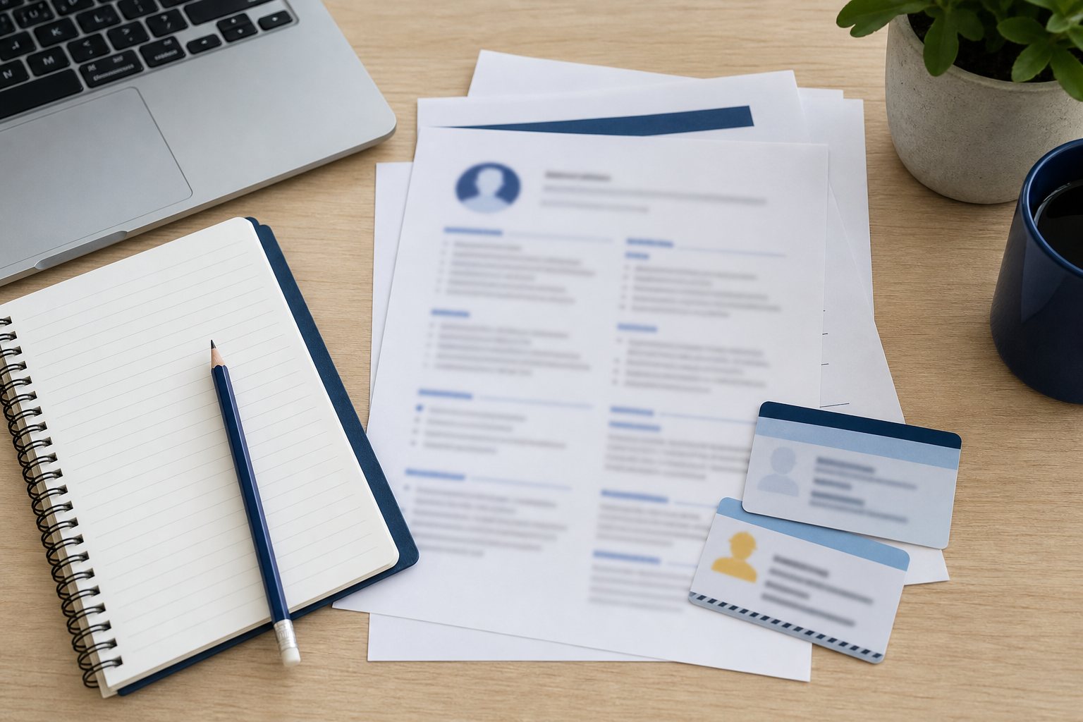 Career research materials on a desk